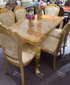 6-seater royal designed gold dining set